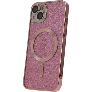 Silikonové TPU pouzdro Mag Glitter Chrome pro iPhone 15, růžová