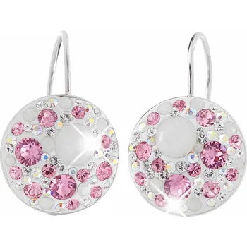 Náušnice JSB bijoux s.r.o. Stříbrné náušnice klapky kulaté lůžko s krystaly Swarovski Rose Opal Mix (Stříbro 925/1000)