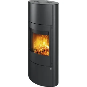 Krbová kamna Krbová kamna NORDENGER Folldal Hoch ocel černá 6,3 kW s přihrádkou na dřevo a akumulačním prostorem bez akumulačních kamenů
