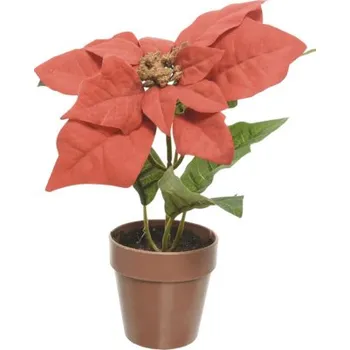 umělá květina Umělá květina vánoční hvězda poinsettia v květináči Ø 18 x 20 cm červená