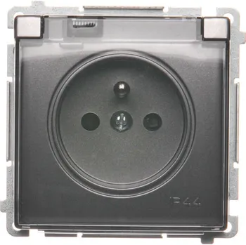 Elektrická zásuvka Zásuvka silová 1 násobná, s uzemněním, IP44, se clonkami, průhledné víčko, 16 A /, Simon Basic BMGZ1BZ.01/21A