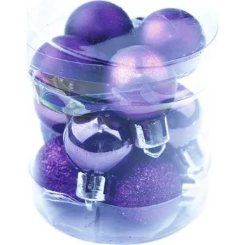 Vánoční dekorace Vánoční ozdoby plastové koule Ø 2,5 cm 12 ks fialové