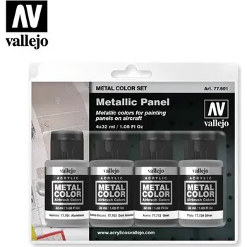Modelářská barva Vallejo Metal Color Set Metallic Panel 77.601 - Sada metalických barev