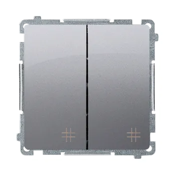 vypínač Vypínač křížový 2 násobný, řazení 7+7, 10 A / 230 V~, bezšroubové svorky, Simon Basic BMW7/2.01/21, ocel