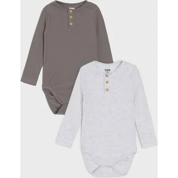 Kojenecký body Sinsay - Pruhované body 2 balení - šedá - 7279C-09M - 7279C-09M-74