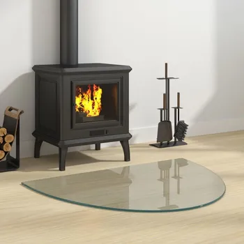 Krbová kamna vidaXL Skleněná deska pod kamna půlkruhová 800 x 600 mm [324116]