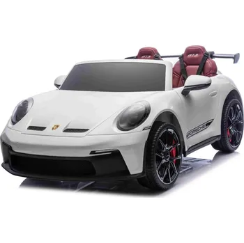 Dětské elektrovozidlo Beneo Elektrické autíčko Porsche 911GT3 24V 4x4, bílé, dvojité sedadlo, 2,4GHz dálkové ovládání, USB/AUX vstup, 200W motory, odpružení, lithiová baterie, LED světla vpředu a vzadu, ORIGINÁLNÍ licence
