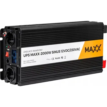 Měnič napětí MĚNIČ NAPĚTÍ NAPĚTÍ UPS SINUS 12V 230V MAXX 1000/2000W LCD + DÁLKOVÉ OVLÁDÁNÍ