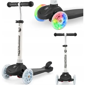 Koloběžka Tříkolová koloběžka HyperMotion balanční černá se svítícími LED koly