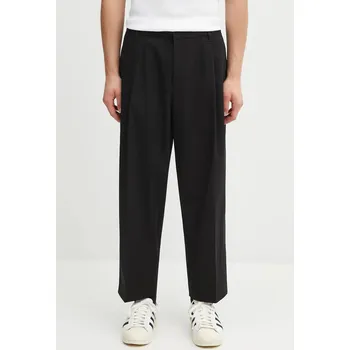 Pánské kalhoty Bavlněné kalhoty Maison Kitsuné Cropped Pleated, 44, černá, 99X