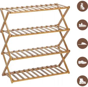regál BAMBUSOVÝ SKLÁDACÍ REGÁL NA BOTY SKŘÍŇKA BAMBUS VELKÝ 50CM