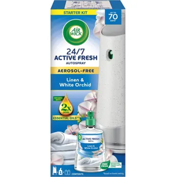 Aroma difuzér Air Wick Active Fresh Refill Linen & White Orchid - Prádlo a orchidej automatický osvěžovač komplet 228 ml