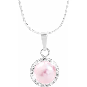 Náhrdelník JSB bijoux s.r.o. Stříbrný náhrdelník Swarovski perla s obtahem Rose (Stříbro 925/1000)