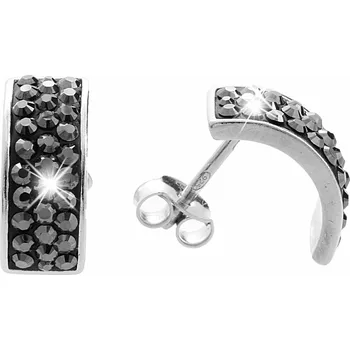 Náušnice JSB bijoux s.r.o. Stříbrné náušnice puzety ohnutý obdélník osázený krystaly Swarovski Hematit (Stříbro 925/1000)