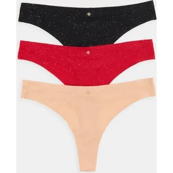 Kalhotky Sinsay - Žebrovaná tanga 3 balení - vícebarevná - 015GU-MLC - 015GU-MLC-XL