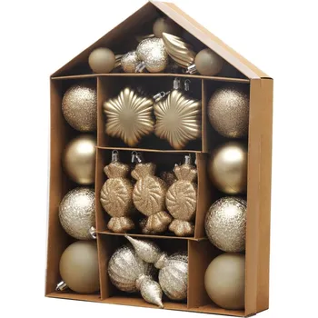 Vánoční dekorace Koule MagicHome Vánoce, sada, 32 ks, šampaň, mix, na vánoční stromek