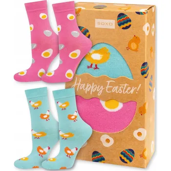 Dámské ponožky SOXO dámské ponožky v krabičce - vajíčka, Veselé Velikonoce, 2 páry