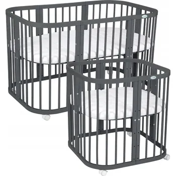 Dětská postýlka Waldin postýlka 7v1 s matrací Grafitová