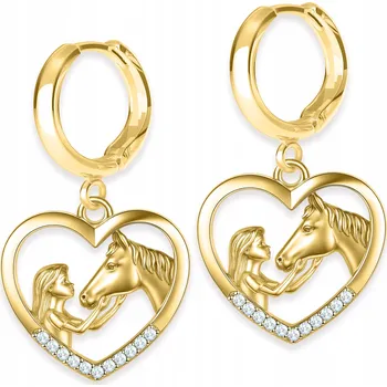 Náušnice Zlaté Náušnice na patent Koňská holčička s koněm Koně patent stříbro 925