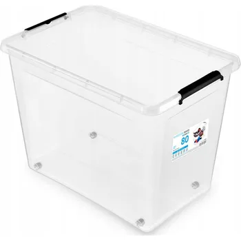 Úložný box Nádoba Orplast 80 l plast bezbarvá na kolečkách s víkem