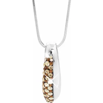 Náhrdelník JSB bijoux s.r.o. Stříbrný náhrdelník úzká kapka půlka osázená krystaly Swarovski Brown (Stříbro 925/1000)