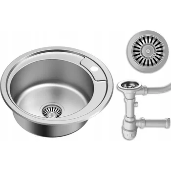 Keramický dřez MyQ Dřez kuchyňský mySteel LIMA SATÉN nerezový kulatý jednokomorový 49