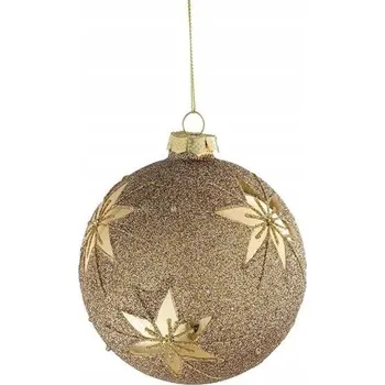 Vánoční dekorace Vánoční Vánoční Koule na stromeček, sklo, třpytky, zlatá, 10 cm, 1 Ks
