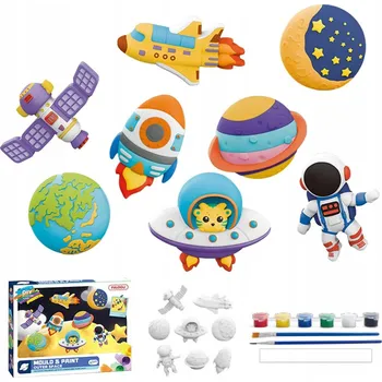 kreativní sada VELKÁ SADA SÁDROVÉ ODLITKY KOSMOS PLANETY UFO SÁDRA K VYMALOVÁNÍ PRO DĚTI