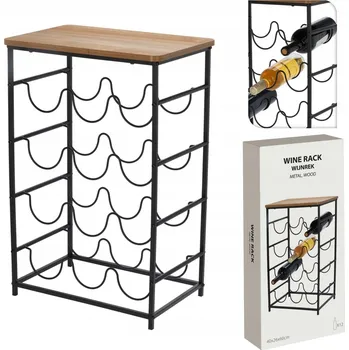 Stojan na víno Stojan na víno Police na lahve 40x26x60 cm Kov dřevo akácie BAR