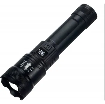 Taktická akumulátorová svítilna z ABS, nabíjení USB-C, displej, ZOOM