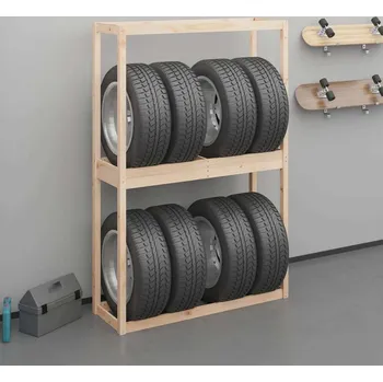 Dílenský regál vidaXL Stojan na pneumatiky 120x40x180 cm masivní borové dřevo [825003] Barva: Přírodní