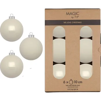 Vánoce Sada vánočních baněk, krémová bílá, sklo, 6 ks&nbsp;16432P106