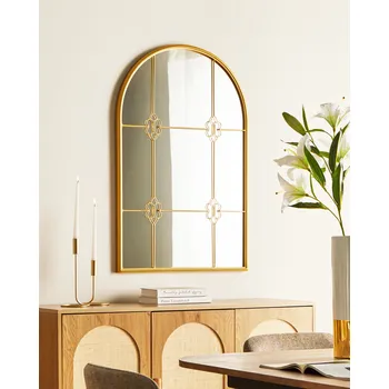 Zrcadlo Nástěnné zrcadlo zlatý kovový rám vintage glamour styl Beliani