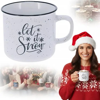 Vánoční hrnek z kameniny na kávu, čaj, jako Dárek, velký, 285 ml