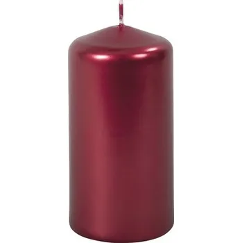 Svíčka Vánoční svíčka válec METALIK Ø5 x 10 cm metalická lesklá červená