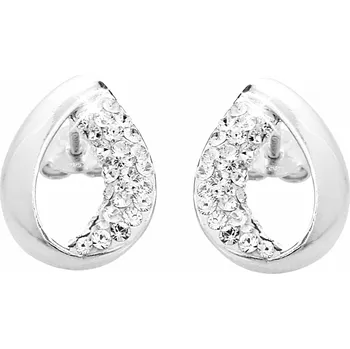 Módní doplněk JSB bijoux s.r.o. Stříbrné náušnice puzety široká kapka s krystaly Swarovski Crystal (Stříbro 925/1000)