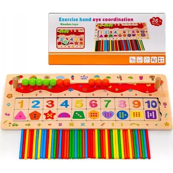 Dřevěná hračka DŘEVĚNÁ EDUKAČNÍ SADA 5v1 TŘÍDIČKA PRO VÝUKU POČÍTÁNÍ