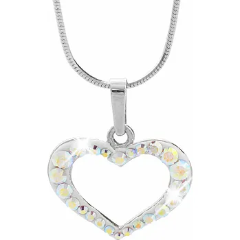 Módní doplněk JSB bijoux s.r.o. Stříbrný náhrdelník obvodové malé srdíčko z krystalů Swarovski AB (Stříbro 925/1000)