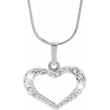 Módní doplněk JSB bijoux s.r.o. Stříbrný náhrdelník obvodové malé srdíčko z krystalů Swarovski Crystal (Stříbro 925/1000)