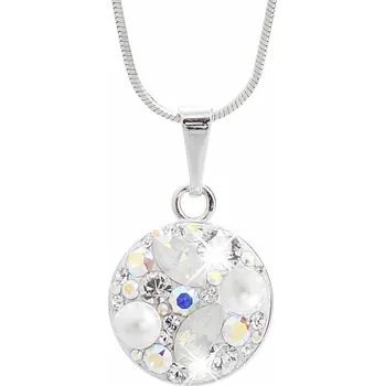 Náhrdelník JSB bijoux s.r.o. Stříbrný náhrdelník kulaté lůžko s krystaly Swarovski AB Mix (Stříbro 925/1000)