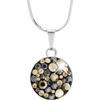 Módní doplněk JSB bijoux s.r.o. Stříbrný náhrdelník kulaté lůžko s krystaly Swarovski Jet Mix (Stříbro 925/1000)