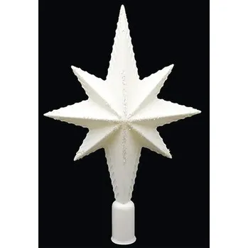 Vánoční ozdoba Špička na strom plastová s perletí 28 cm bílá