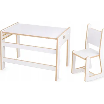 Dětský stůl Sada Židlička a Stolek pro Děti Bílé Nastavitelné Dětské Psací Stolek Montessori MISIOO