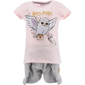 Dívčí tričko KOMPLET TRIČKO A KRAŤASY HARRY POTTER EV fl. 1139 růžovo - šedý Velikost: 98