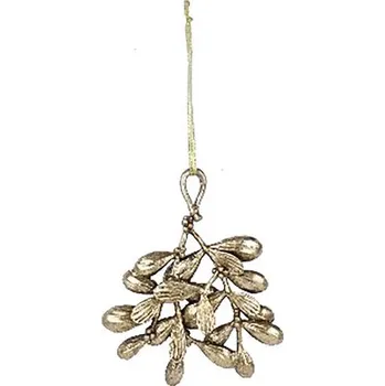 Vánoční dekorace Závěs jmelí HOLLY polystone zlatá