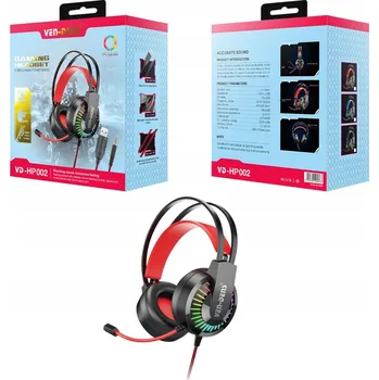 Sluchátka Ven - Dens Sluchátka + mikrofon - Herní Headset - Černá/Červená KP-34848