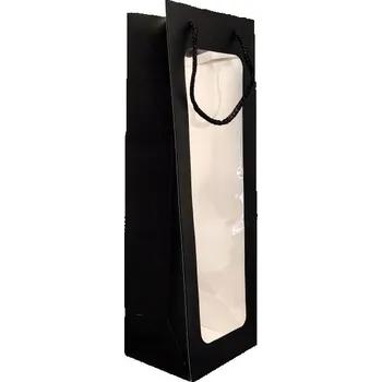 Dárková taška DÁRKOVÁ TAŠKA TAŠKA NA VÍNO S OKÉNKEM ČERNÁ