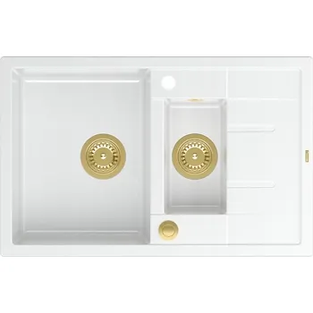 Granitový dřez Dřez jednopůlkomorový Quadron MORGAN 156 granitový bílý