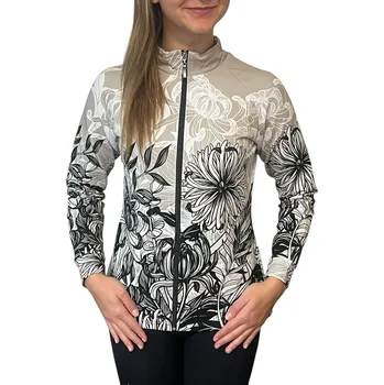 Dámské sako Sako-stojáček Sabatti s černými květy na zip Velikosti Sabatti: 48