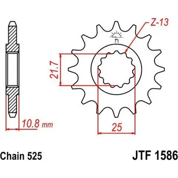 Řetězová sada pro motocykl Řetězové kolečko JT JTF 1586-15 15 zubů, 525